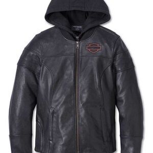 Harley-Davidson Black Hooded Leather Jacket